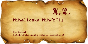 Mihalicska Mihály névjegykártya